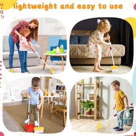 LIMIROLER Kids Cleaning Toy Set Toddlers Broom Dust Pan Set for Housekeeping Pretend Play Cleaning Set, Cleaning Toys Gift for Toddlers Girls Boys Age 3-6 Years Old (2PCS - Red and Yellow Set)