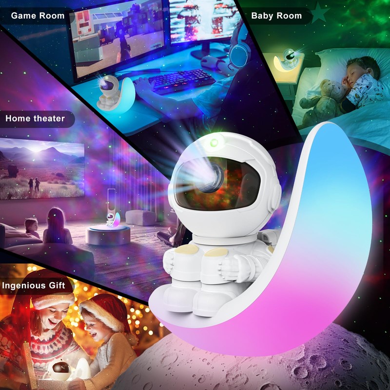 Astronaut Galaxy Projector,Star Projector Galaxy Light with Dynamic Nebula, White