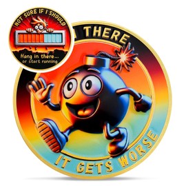 Hand in There It Gets Worse Funny Coin - Emotional Support Humorous Social Battery Challenge Coin - Dumpster Fire Unique Finds Chip Token - Inspirational Fun Gifts for Men Women