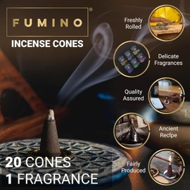 Fumino® Wormwood Fresh Incense Cones 20 per Box Masala Agarbatti Joss Scent Fragrance for Relaxation and Meditation, Home and House Decor