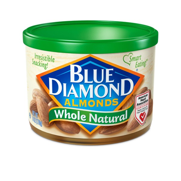 Blue Diamond Almonds, Raw Whole Natural, 6 Ounce, Pack of 12