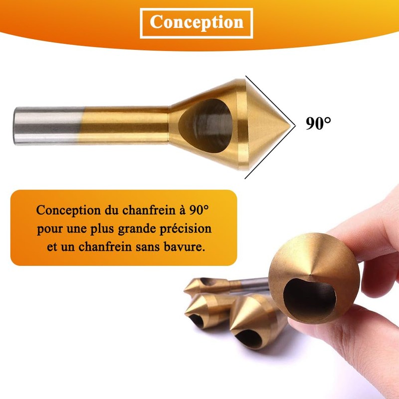 Teocpai 4 Pieces Deburring Cutter Deburring Tool Titanium Coated HSS