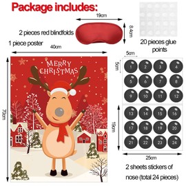 Gejoy Pin the Nose on the Reindeer Snowman Christmas Party Games Pin Games Set Christmas Holiday Activities Family Adults New Year Xmas Party Supplies