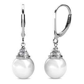 Freshwater Cultured Pearl Earrings Leverback Dangle Stud Pearl Earrings for Women 18K Gold Plated 925 Sterling Sliver Gift for Women Mother Dainty Gold Star Earrings Gift for Women Mother Dainty Gold Star Earrings (DES0260)