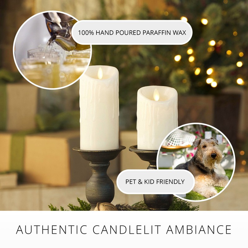 Luminara Wax Drip Flameless LED Candle, White 3" x 4.5",