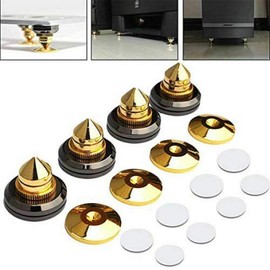 Cot90°Rover Metal Gold Plated Insulator Spike Receiver Insulator Set of 8, Sound Quality, Speaker, Audio Enhancement and Improvement Included Butyl Rubber Sheets (Set of 8)