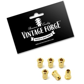Vintage Forge Gold Top Mount Loading String-Thru Body Mini Ferrules for Electric Guitar (Set of 6) SFM40-GLD