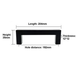 ANSIEDIO 192 mm Black Cabinet Handles, Furniture Handles, Door Handle, Railing Handle for Kitchen, Cabinet, Cupboard, Bedroom, Handles, Furniture, Stainless Steel Cabinet Handles, Pack of