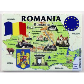 Romania EU Series Souvenir Fridge Magnet 2.5" X 3.5"