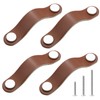 Uenhoy 4 Pack Genuine Leather Drawer Pulls, Brown Cabinet Pulls