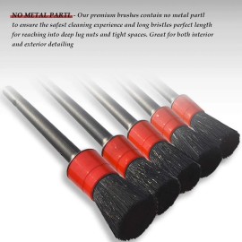 YISHARRY LI Detailing Brush Set 5 Sizes, Natural Boar Hair & Fiber, Plastic Handle for Car C