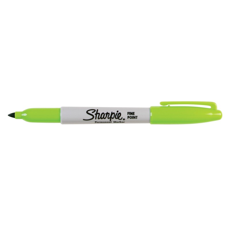 Sharpie Permanent Markers, Fine Point, Lime, Box of 12