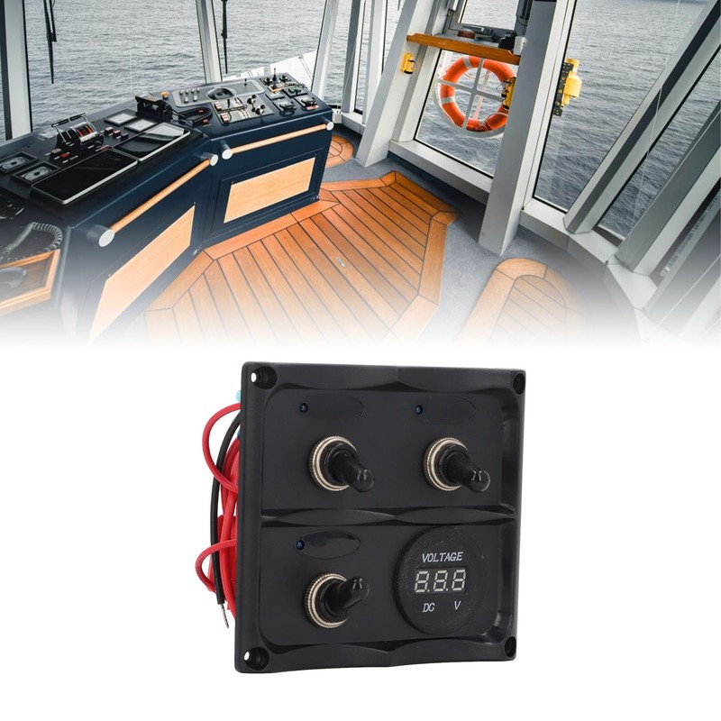 Rocker Switch Panel 3 Gang LED Waterproof DC12V‑24V with Display
