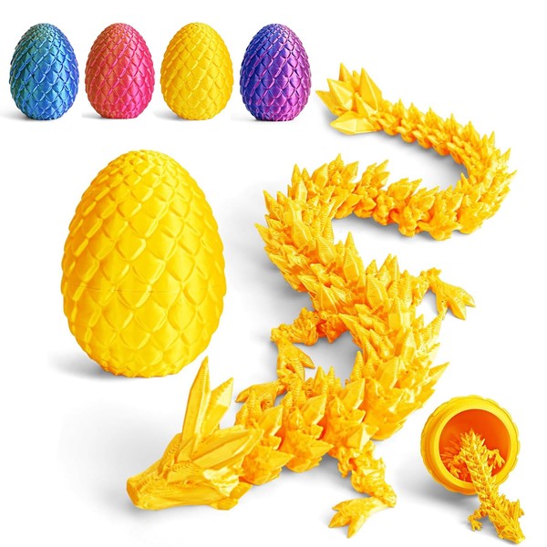 Myqiqi 3D Printed Dragon in Egg, Fully Movable Crystal Dragon