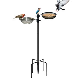 CQAIRIOU Standing Bird Feeder Tray,Open Platform Bird Feeding Mesh Seed Tray with Adjustable Heavy Duty Stand Birds Feeder Pole for Outside Wild Birds in Garden Backyard