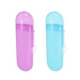 YKuzLx 2 Packs Toothbrush Travel Case, Portable Toothbrush Case with Ventilation Hole for Travel, Plastic Toothbrush Holder Travel Size for Business Trip, School, Camping, Home - Purple+Blue