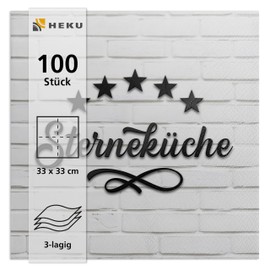 HEKU 100 napkins, 3-ply, 33 x 33 cm, star kitchen, absorbent and practical packaging, wide selection, ideal for special occasions
