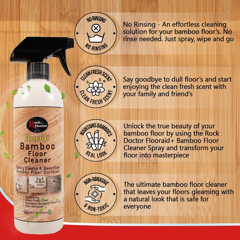Rock Doctor Flooraid+ Bamboo Floor Cleaner Spray, 2 Pack, Heavy