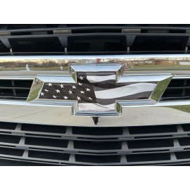 EmblemsPlus 2019-2025 Chevy Silverado Black/Gray American Flag Bowtie Overlay Decals Set 2