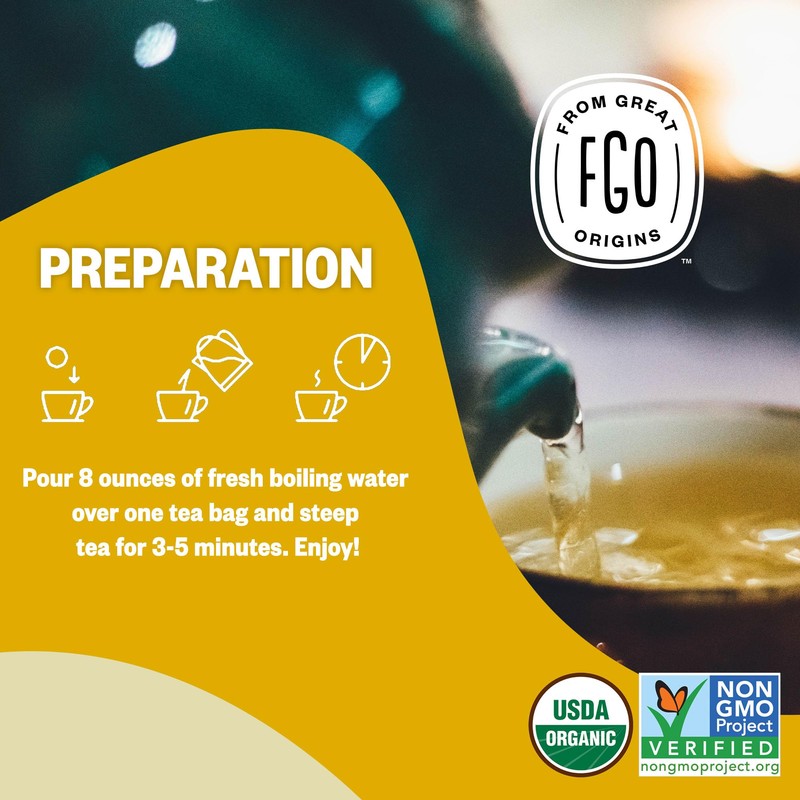 FGO Organic Lemon Ginger Tea, 100 Count, Eco-Conscious Tea Bags,