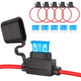 JatilEr Car Fuse Holder 16AWG Pack of 5, Car Fuse Holder Copper Cable, Car Fuse Holder with 15A Car Fuses for Car/Truck/Motorcycle/Boat
