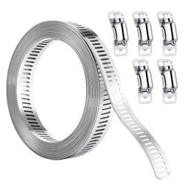 Invalidism Hose Clamp, 2m/6.5ft Adjustable Jubilee Clips Assorted with 5pcs Fasteners Pipe Clamp Stainless Steel, Large Clamps Worm for Automotive, Intercooler Tube Exhaust Ducting Fuel Line