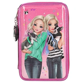 Depesche 10689 Pencil Case with 3 Zippers and Pens by Lyra, TopModel, Friends, approx. 20 x 13 x 7 cm, Multicoloured