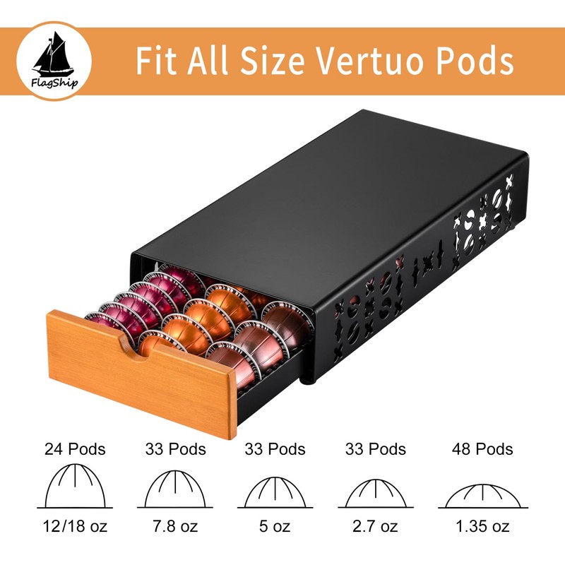 Flagship Coffee Pod Holder for Nespresso Vertuo Pod Organizer Fits
