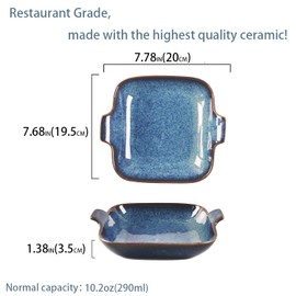 LIUYWYHCF Ceramics Au Gratin baking Dishes Set of 4, Baking Tray Bake ware, 10.2 oz Ramekins, for Pie Pan, Appetizer, Tart, Dessert, Quiche, Oven Small dish, individual dishes, Square 7.8 Inch