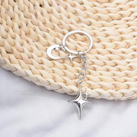 Y2k Moon Keychain Charm for Bag Purse Charms for Handbags Bags Moon Charms Silver for Wallet Backpack Keychain Y2k Star Keychains for Girls Women Halloween Goth Charms Keychain Punk Star Charm