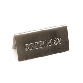 Genware NEV-RES-01 Table Sign "Reserved", Stainless Steel, 15 cm x 5 cm