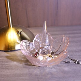 Ring Holder Crystal Clear Cherry Blossom Jewelry Holder Decorative Ring Dish Earrings Necklaces Bracelet Organizer Jewelry Dish Birthday Gifts for Engagement Wedding Women Mom Wife Couples Girls