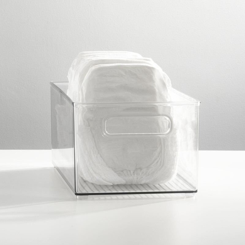 mDesign Plastic Deep Bin Organizer Caddy Container w/ Handles for