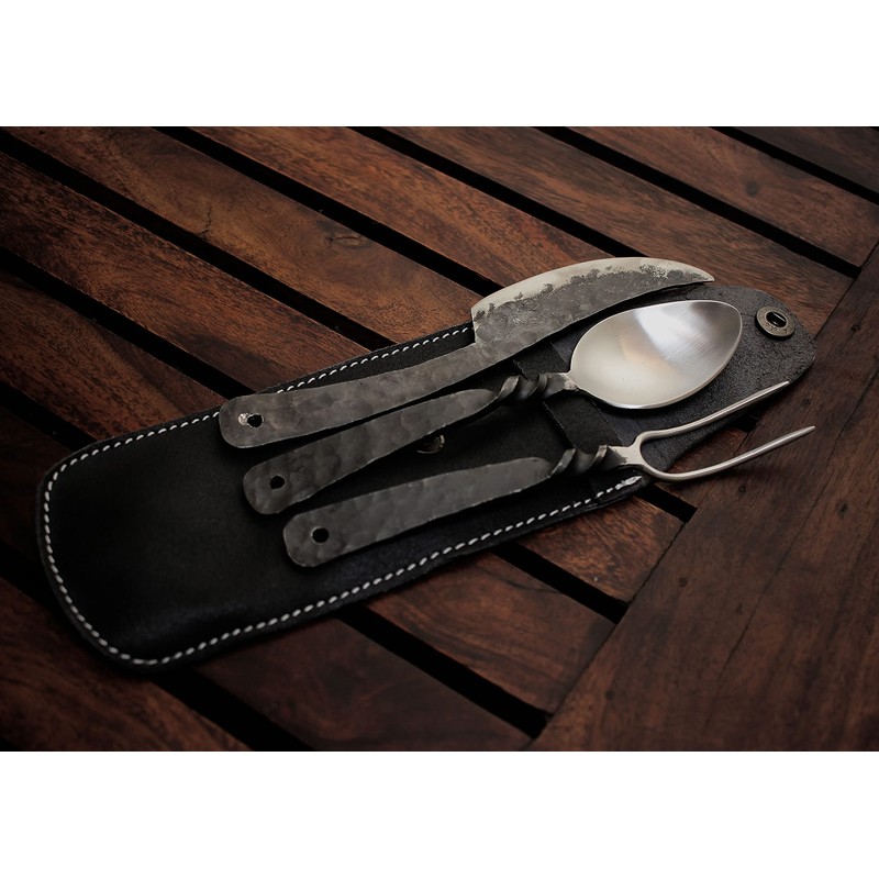 Handforged Medieval Cutlery Set - Stainless Steel Knife, Fork and