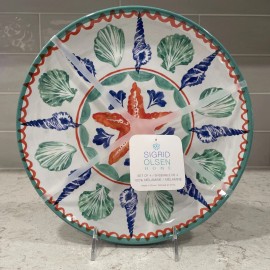 Sigrid Olsen Set 4 SEASHELLS & STARFISH 11" Dinner Plates Beach Ocean Coastal Sigrid Olsen