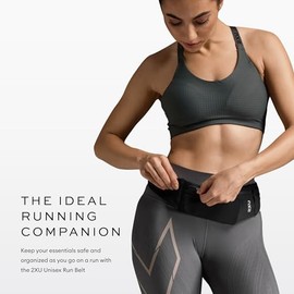 2XU - Cinturón unisex para correr, color negro, ligero y ajustable, para correr, trotar y actividades al aire última intervensión, sostiene de forma s
