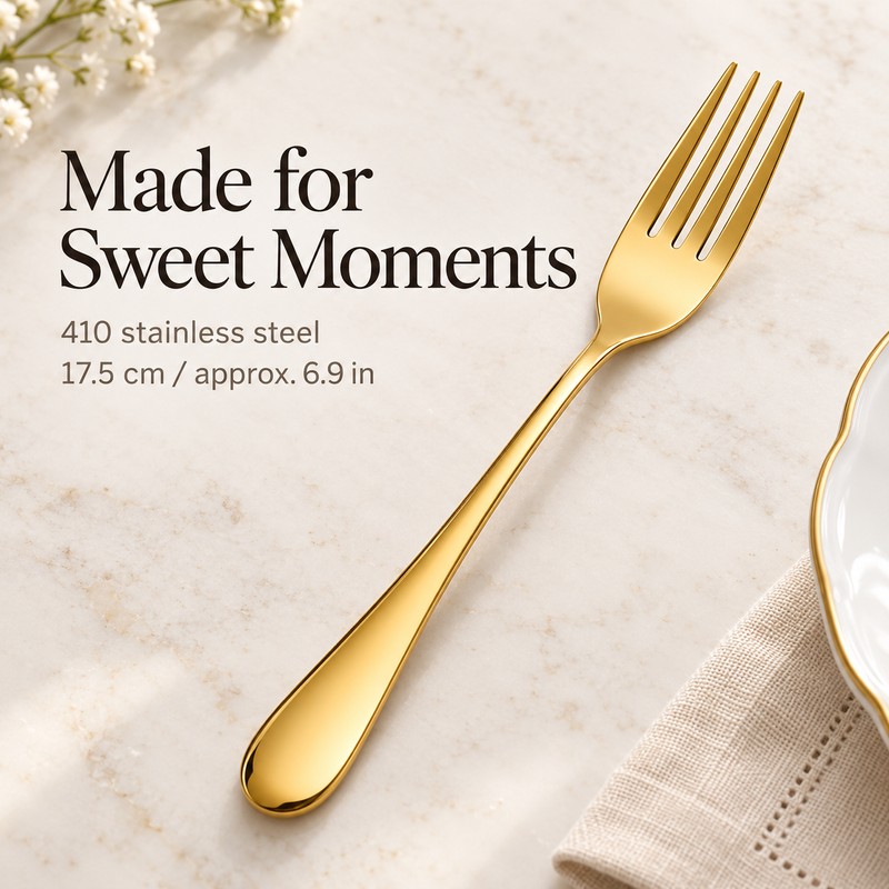 5-Piece Gold Dessert Fork Set – 410 Stainless Steel Fruit