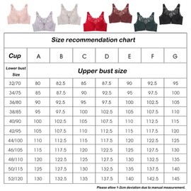 Giltpeak Floral Secrets Comfort Rose Bra, Front Closure Comfy no Wire Lace Bras, with Back Support Push up Plus Size(Black,40/C)