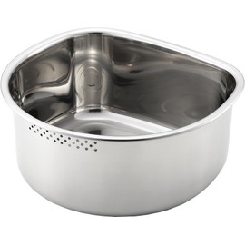 Yoshikawa SJ2500 Washtub, D-Shaped, Small, Perforated & Rubber Feet, Silver, Swiss Made in Japan