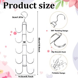 HANLANXUE 4 Pack Purse Organizer for Closet, Purse Hanger with 10 Big Hooks, 360 Degree Rotation Bag Holder for Organizer Display, Foldable Space Saving Hangers Rack for Handbag, Belt, Scarve, Tie