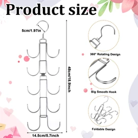 HANLANXUE 4 Pack Purse Organizer for Closet, Purse Hanger with 10 Big Hooks, 360 Degree Rotation Bag Holder for Organizer Display, Foldable Space Saving Hangers Rack for Handbag, Belt, Scarve, Tie