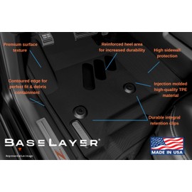 BaseLayer Floor Mats for Chevy Colorado/GMC Canyon (2015-2022) Crew Cab & Extended Cab – Made in USA – Premium All-Weather Mats – Front (Red Logo)