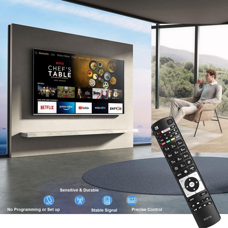 RC5118F Remote Control Compatible with Hitachi Digihome Alba Polaroid Finlux