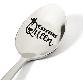 HappyBeeCo Caffeine Queen Spoons Engraved Gift Spoon Vintage Silverware Coffee Lovers Gift Spoon Tablespoon Spoon Desserts Hand Stamped Spoon Gifts Coffee Spoon Gifts