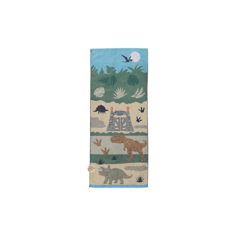 Marushin 4985014500 Jurassic World Cute Dinosaur Face Towel, Applique Embroidery,