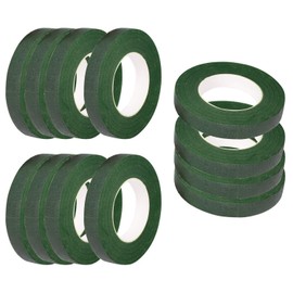 CDOFFICE 12 Rolls Dark Green Floral Tapes Florist Tapes Flower Tape for Bouquet Stem Wrapping Flower Arrangement (1/2" Wide, 30 Yard/Roll)
