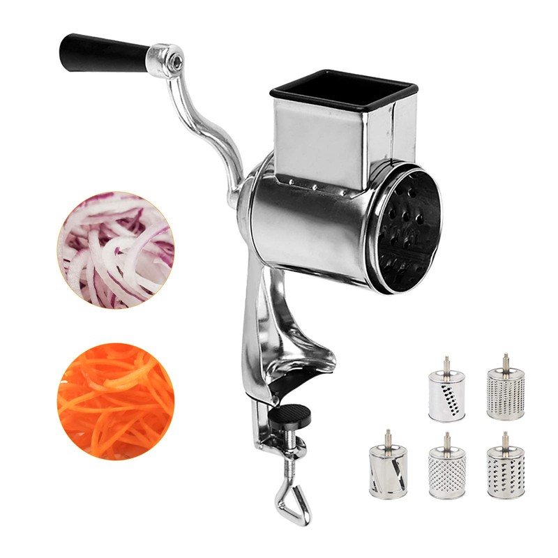 Rotary Grater Shredder with Handle 5-in-1 Vegetable and Fruit Cutter