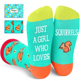HAPPYPOP Funny Squirrel Gifts for Women Girls - Squirrel Socks Squirrel Gifts for Teens, Squirrel Stocking Stuffers for Her