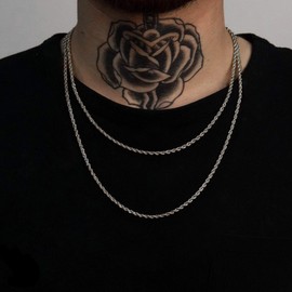 FEEL STYLE Men Necklace Stainless Steel Chain Sliver Plated Rope Chain 4mm 22 Inch Necklaces Jewelry