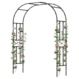 7.9FT Metal Garden Arch Trellis, Black Arbor for Climbing Plants, Wedding Ceremony Archway, Decorative Outdoor Trellis for Lawn, Patio, and Backyard - Size: 126 inch（320cm）L